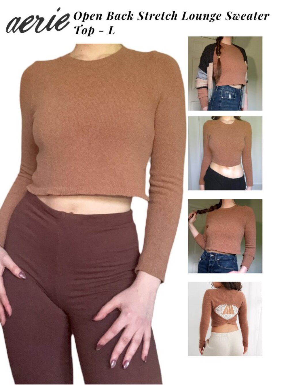 Aerie Open Back Stretch Lounge Sweater - L
